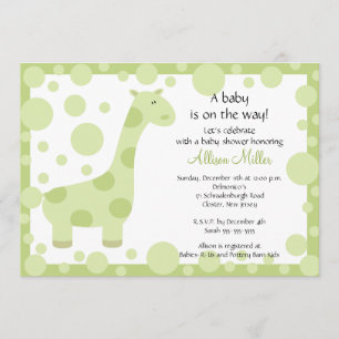 Green Giraffe Baby Shower Invitation