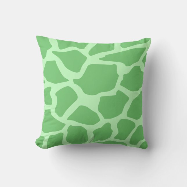 Green Giraffe Pattern Throw Pillow (Front)