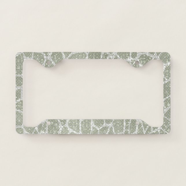 Green Giraffe Print Animal Sparkle License Plate Frame (Front)