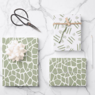 Green Giraffe Print Birthday Wrapping Paper Sheets