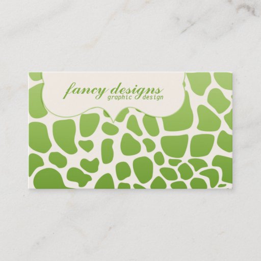 Customizable Green Giraffe Print Business Card