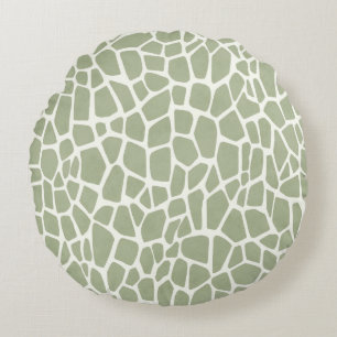 Green Giraffe Print Round Pillow