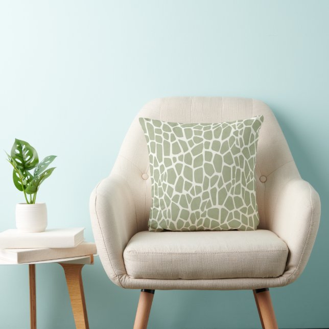 Green Giraffe Print Throw Pillow (Chair)