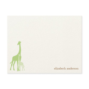 Green Giraffes Flat Thank You Card