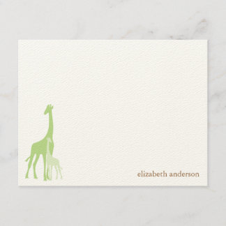 Green Giraffes Flat Thank You Card