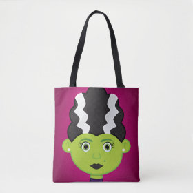 Green girl monster tote bag
