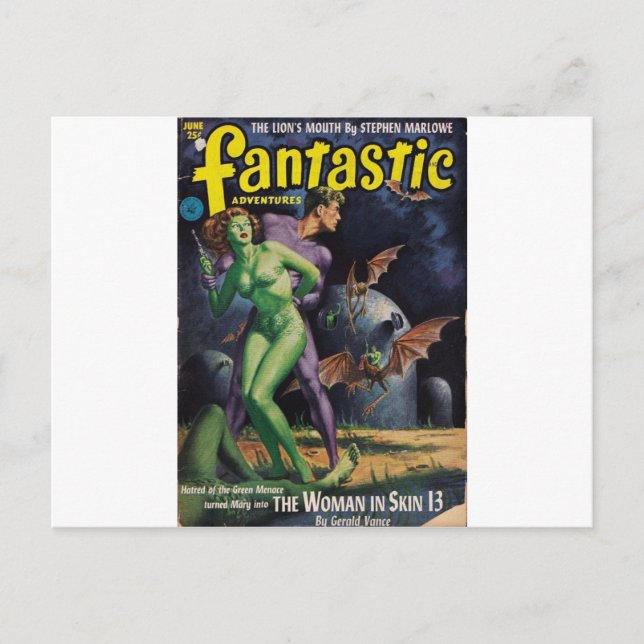 Green Girl vs Duck Bats Postcard (Front)