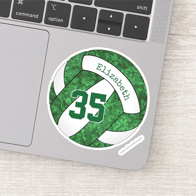 green girls' volleyball w name jersey number sticker (Detail)