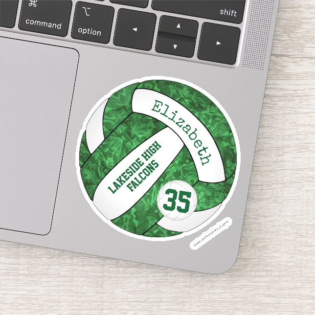 green girls volleyball w school team name sticker (Detail)