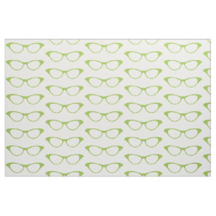 Green Girly Geek Glasses Fabric