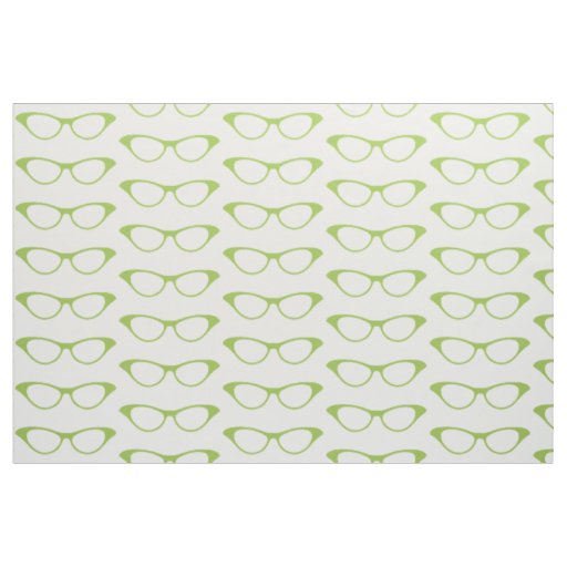 Green Girly Geek Glasses Fabric