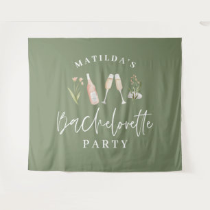 Green girly modern drinks bachelorette party tapestry