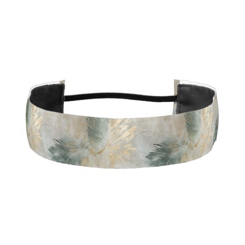 Green Glam Chic Gold Tropical Leaves  Athletic Headband