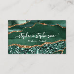 Green Glam Glitter Agate Fashion Stylist Modern Business Card