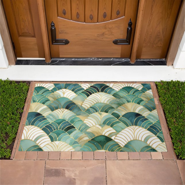 Green Glam Gold Abstract Doormat (Outdoor)