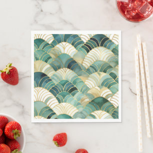 Green Glam Gold Abstract Napkins