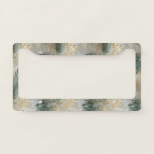 Green Glam Gold Tropical Leaves License Plate Frame