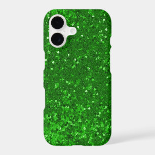 Green glam sparkling glitter pattern iPhone 17 case