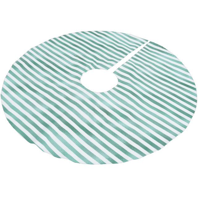 Green Glam White Stripes Brushed Polyester Tree Skirt (Angled)