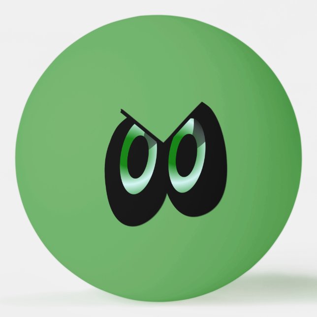 Green Glare Cartoon Eyes Ping Pong Ball (Front)