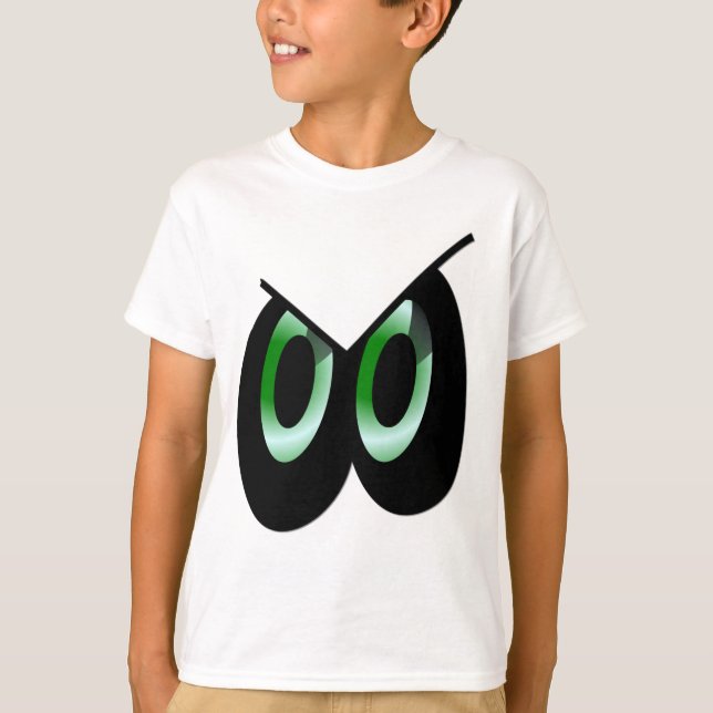 Green Glare Cartoon Eyes T-Shirt (Front)