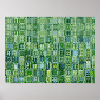 Green Glass Blocks Abstract Poster