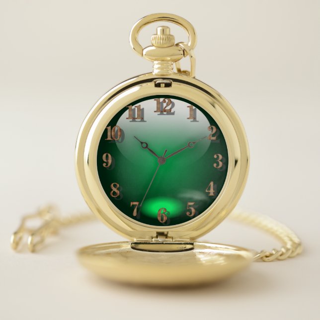 Green Glass design Pocket Watch (Inside)