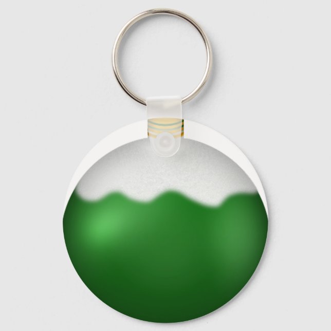 Green Glass Globe Christmas Ornament Keychain (Front)