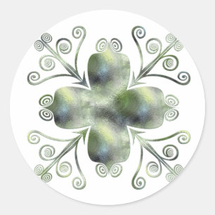 Green Glass Texture Scrolled Design Stickers