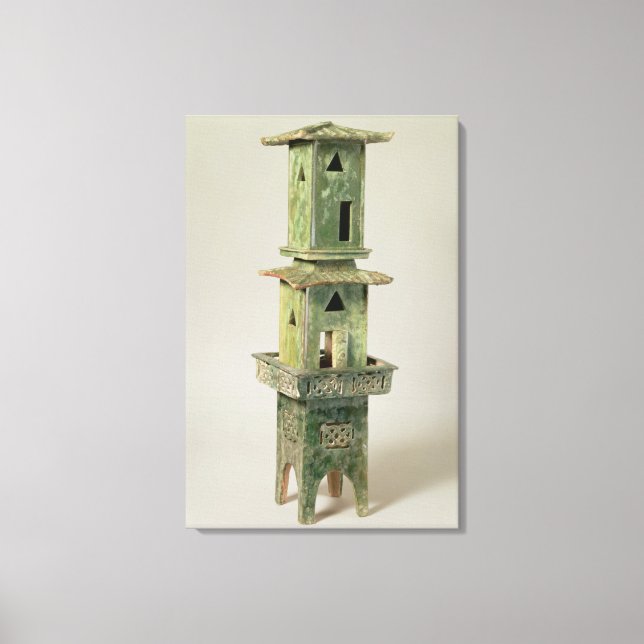 Green glazed model of a tower canvas print (Front)