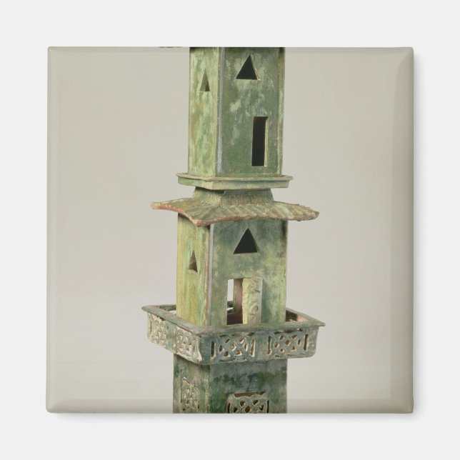 Green glazed model of a tower magnet (Front)