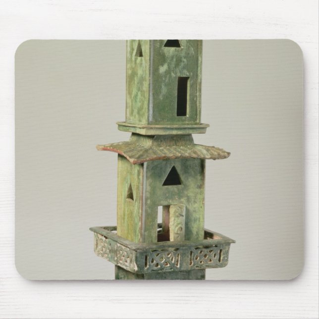 Green glazed model of a tower mouse pad (Front)