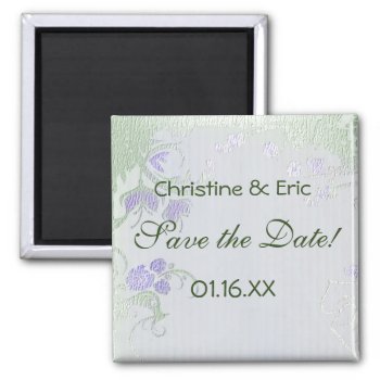 Green Glimmer Lilac-save The Date Magnet by SpiceTree_Weddings at Zazzle