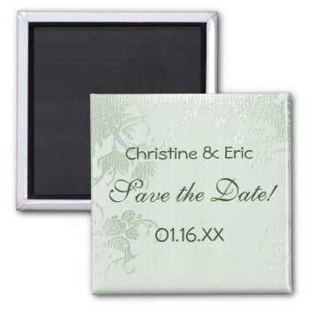Green Glimmer Save The Date Magnet by SpiceTree_Weddings at Zazzle