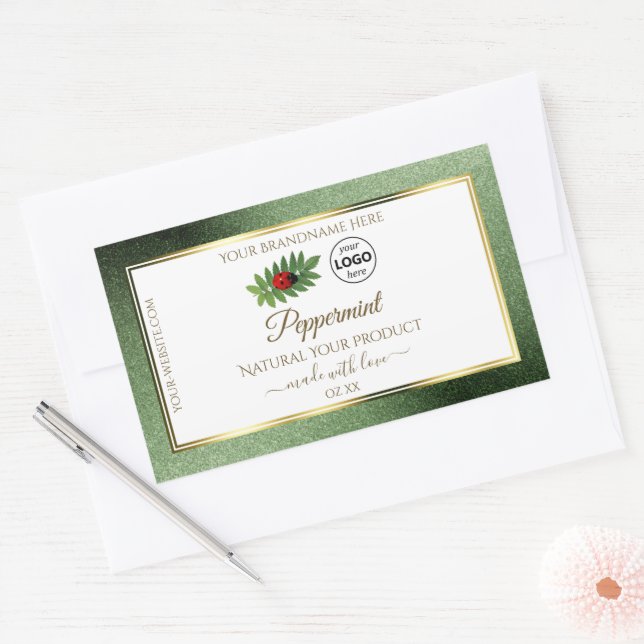 Green Glitter and White Product Label Ladybug Logo (Envelope)