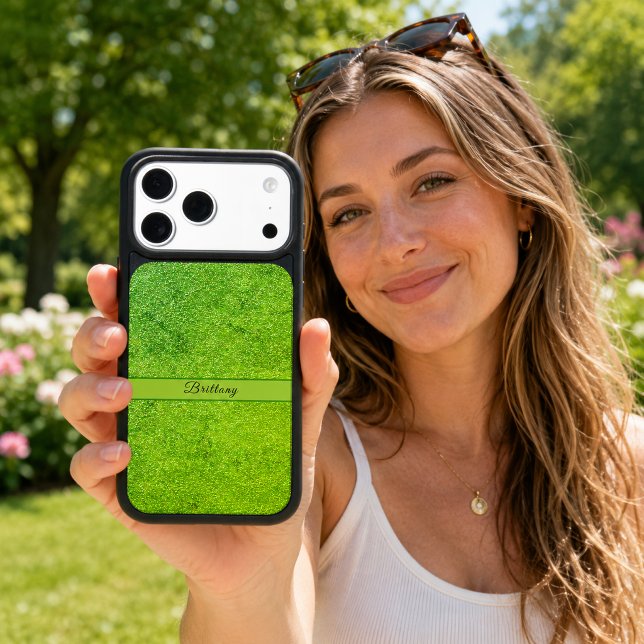 Green Glitter Artsy Abstract Add Name 17 Pro Max Otterbox iPhone Case (Green Glitter Artsy Abstract Add Name 17 Pro Max Otterbox iPhone Case)