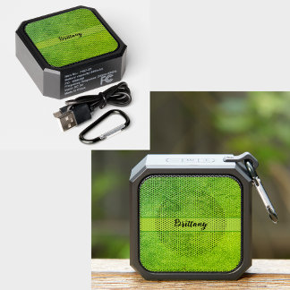 Green Glitter Artsy Abstract Add Name Square Bluetooth Speaker
