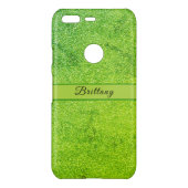 Green Glitter Artsy Abstract Add Name Uncommon Google Pixel Case (Back)