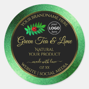 Green Glitter Black Product Labels Ladybug Logo