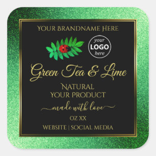 Green Glitter Black Product Labels Ladybug Logo