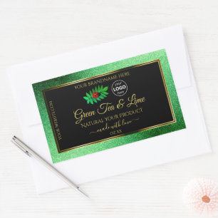 Green Glitter Black Product Labels Ladybug Logo