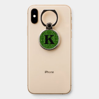 Green Glitter Bling Monogram Initial Phone Ring Stand