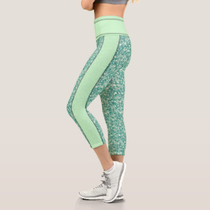 Green Glitter Capri Leggings