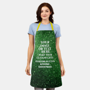 Green Glitter Christmas Apron - Custom Holiday Gif