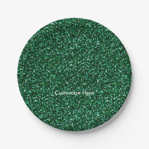 Green Glitter Christmas Holiday Party Plates