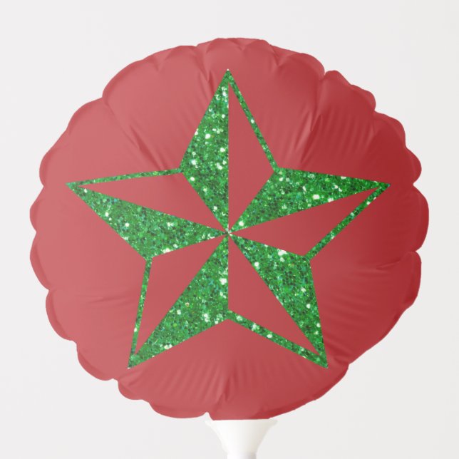 Green Glitter Christmas Star Balloon (Front)