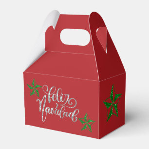 Green Glitter Christmas Star Favor Boxes