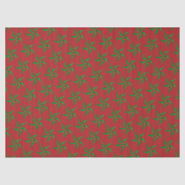 Green Glitter Christmas Star Tissue Paper (Front)