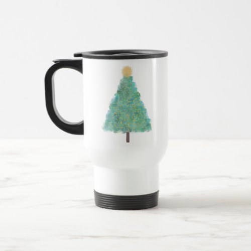 Green glitter christmas tree  travel mug