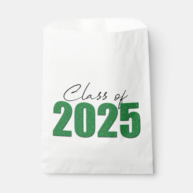 Green Glitter Class of 2025 Favor Bag (Front)